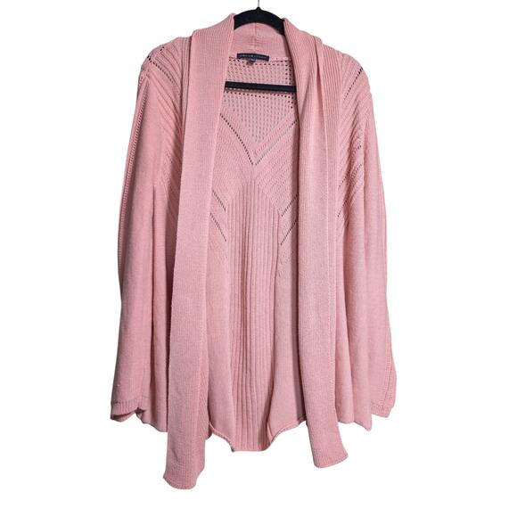 Adrienne Vittadini Large Pink Cable Knit Sweater Open Front Cardigan - Picture 1 of 5